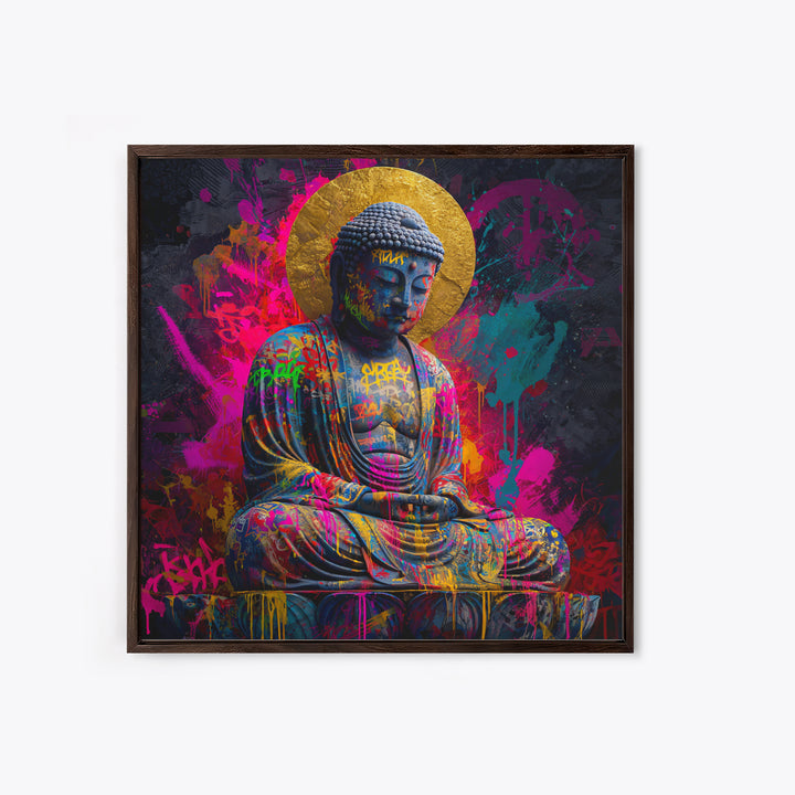 Colorful Graffiti Buddha Wall Art Canvas Print Modern Street Art Spiritual Zen Decor Meditation Room Art