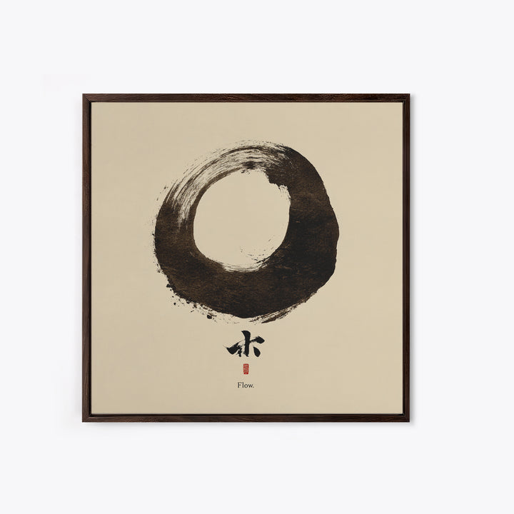 Minimal Zen Enso Circle Ink Painting Wall Art, Japandi Style Meditation Home Decor, Modern Minimalist Canvas Print