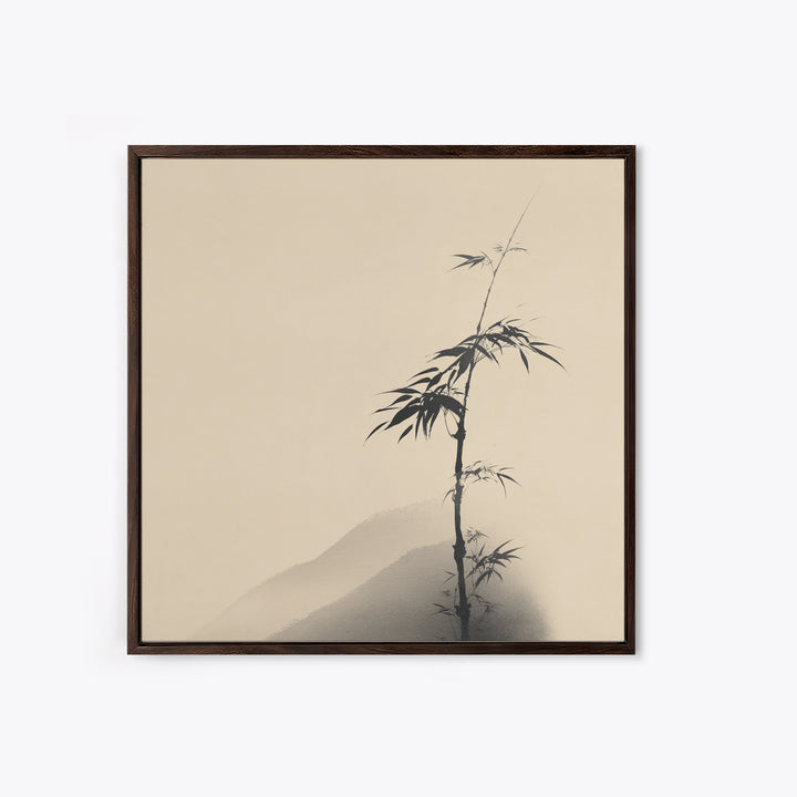 Minimal Japanese Bamboo Ink Painting Wall Art, Neutral Zen Japandi Canvas Print, Calming Nature Home Decor