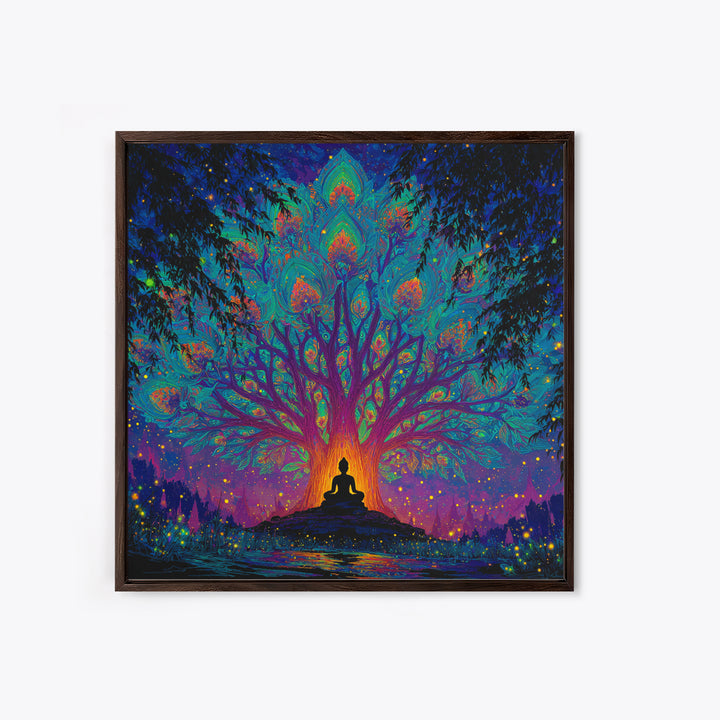 Mystic Tree Of Life Meditation Wall Art, Psychedelic Celestial Canvas Print, Spiritual Boho Decor, Yoga Room And Zen Home Decor