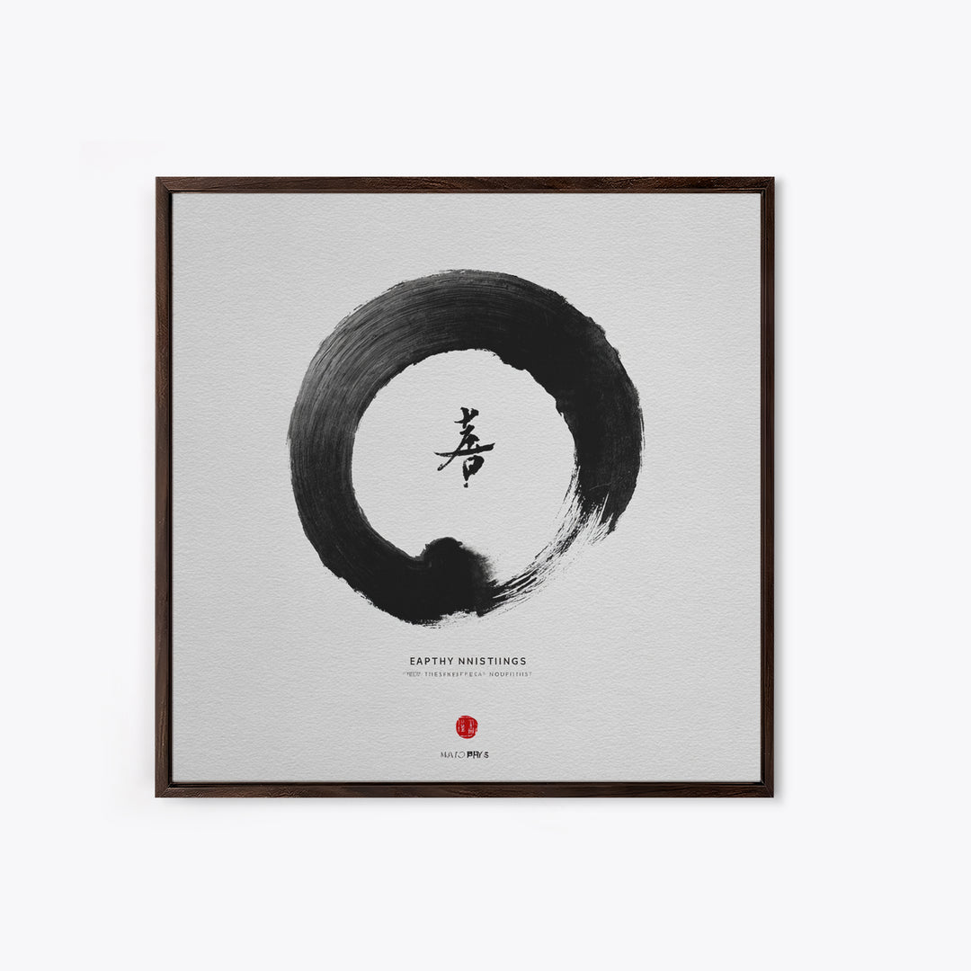 Zen Enso Circle Japanese Calligraphy Wall Art Print, Minimalist Black And White Meditation Decor For Modern Home