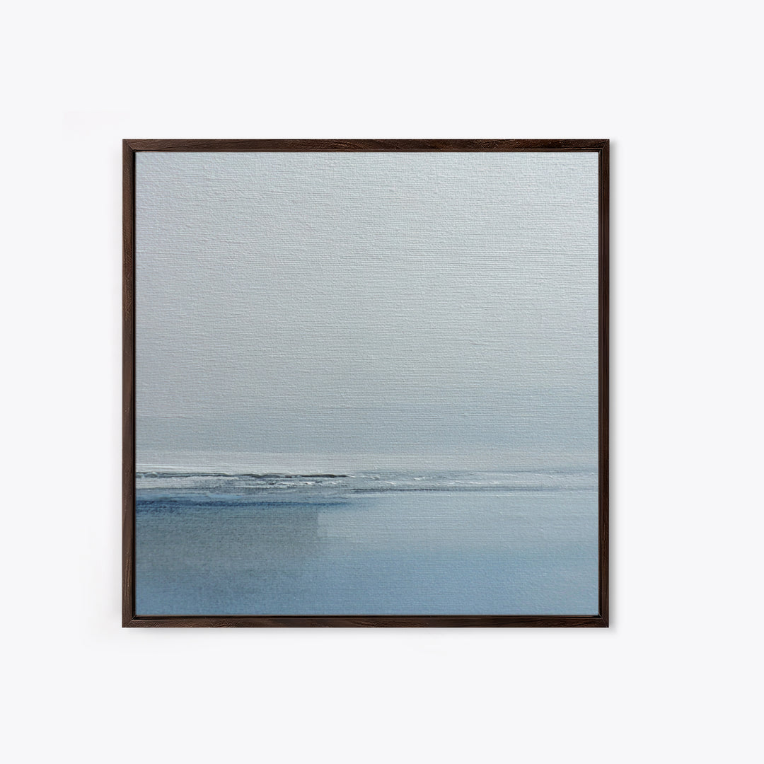Minimal Misty Seascape In Soft Grey And Blue Wall Art, Neutral Abstract Ocean Canvas Print For Modern Decor