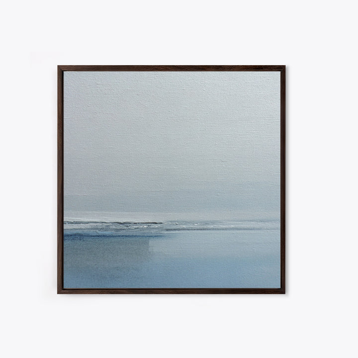 Minimal Misty Seascape In Soft Grey And Blue Wall Art, Neutral Abstract Ocean Canvas Print For Modern Decor