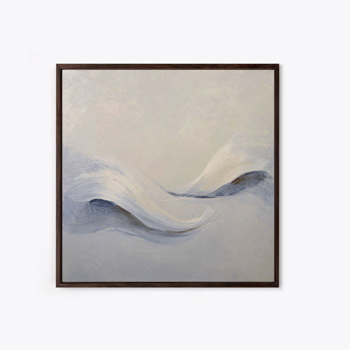 Neutral Abstract Wave Texture Wall Art, Minimalist Beige Painting Framed Canvas Print, Modern Living Room Decor
