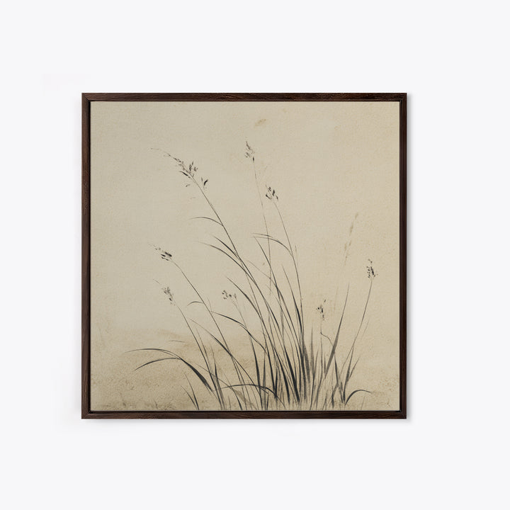 Delicate Black And White Minimalist Floral Wall Art With Grass Stalks Canvas Print Perfect For Modern Home Decor And Living Room Wall