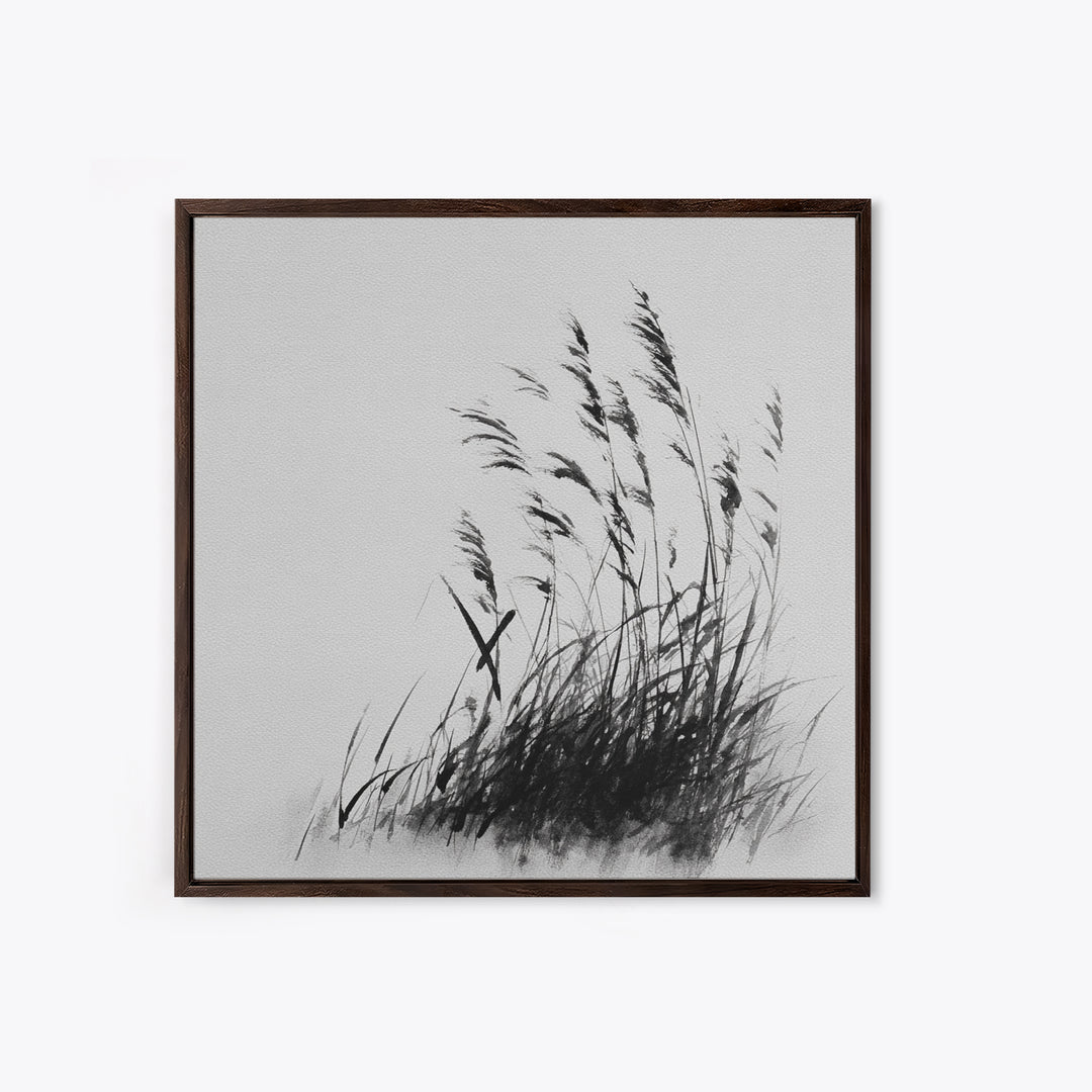 Minimalist Ink Grass Wall Art, Black And White Japanese Style Painting, Modern Minimal Wall Decor Fine Art Print