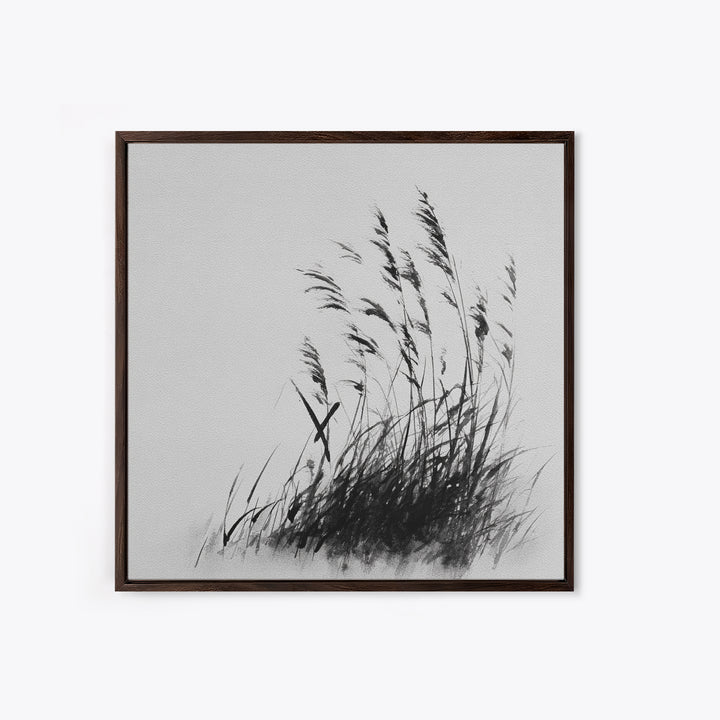 Minimalist Ink Grass Wall Art, Black And White Japanese Style Painting, Modern Minimal Wall Decor Fine Art Print