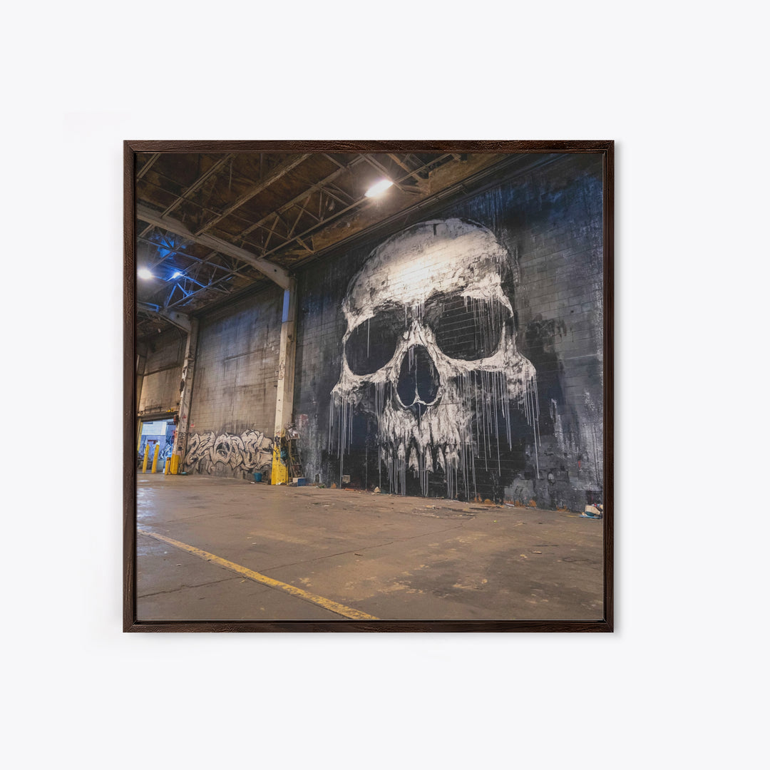Giant Skull Mural Wall Art, Black And White Graffiti Canvas Print, Gothic Decor, Industrial Loft Poster, Edgy Wall Decor