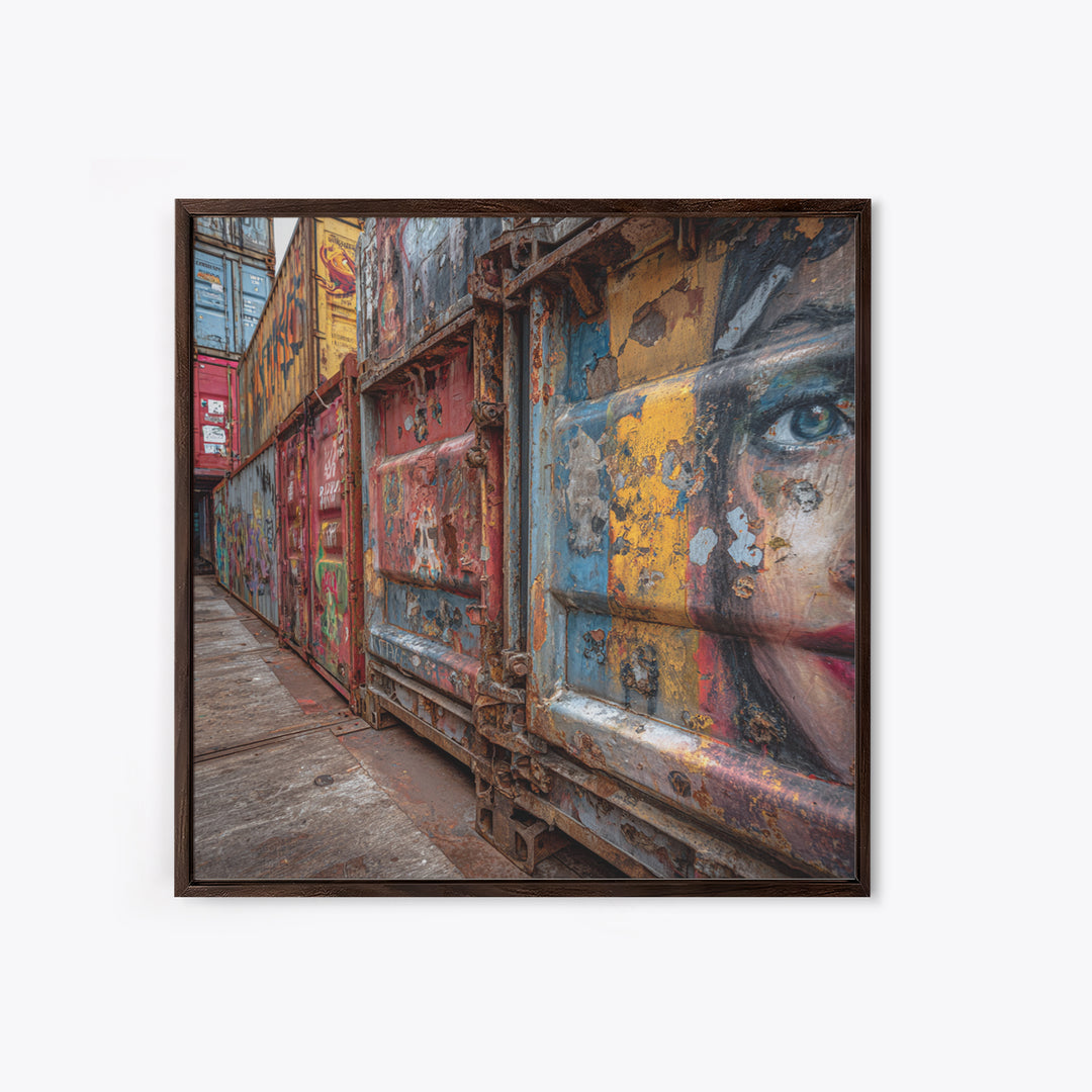 Graffiti Shipping Container Wall Art, Urban Street Art Canvas Print, Industrial Decor, Colorful City Mural, Office Art Print