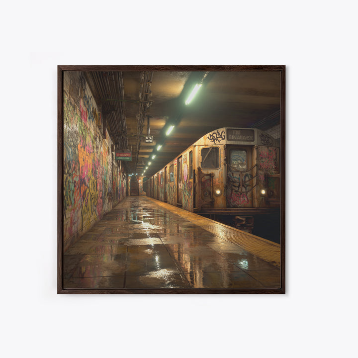 Graffiti Subway Train Station Canvas Print, Urban Street Art, Industrial Wall Decor, NYC Transit Wall Art For Modern Home Decor