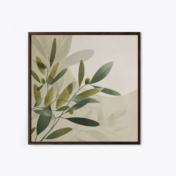 Olive Branch Botanical Wall Art, Sage Green Neutral Canvas Print, Minimalist Nature Decor, Japandi Living Room Wall Decor