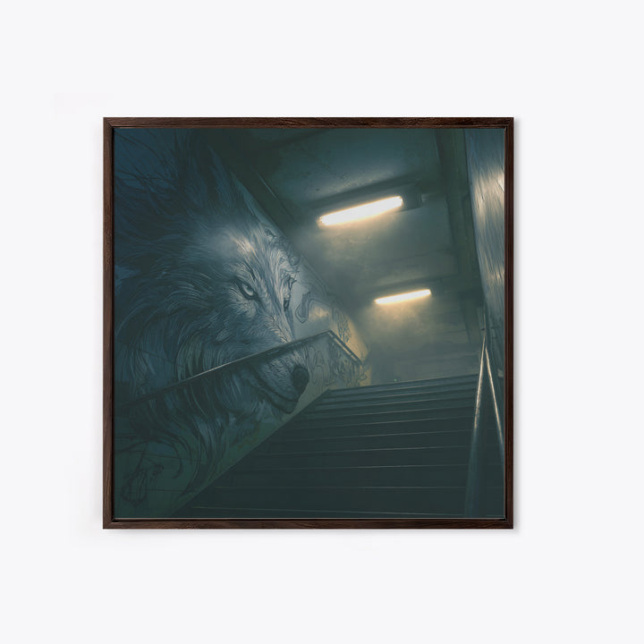 Moody Urban Lion Graffiti Wall Art, Street Art Canvas Print, Industrial Decor, Masculine Office Wall Decor, Animal Poster