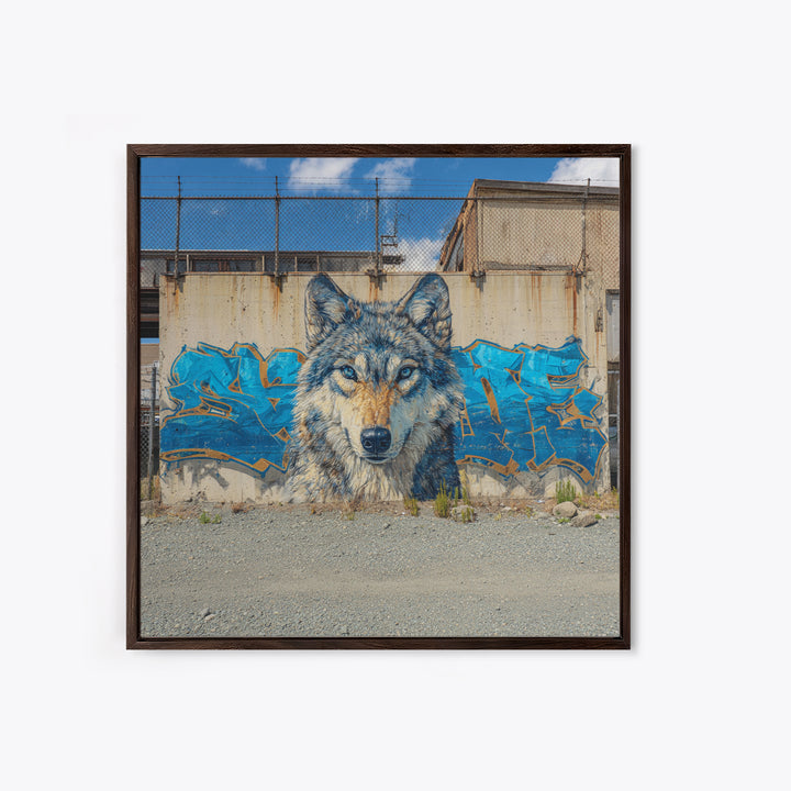 Blue Wolf Graffiti Mural Wall Art, Urban Street Art Print, Wildlife Wall Decor, Industrial Loft Home Decor, Gift For Him