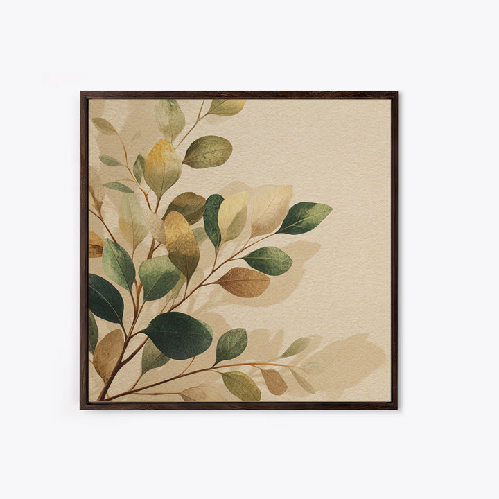 Eucalyptus Leaves Botanical Wall Art, Earth Tone Canvas Print, Neutral Nature Decor, Modern Farmhouse Living Room Art Print