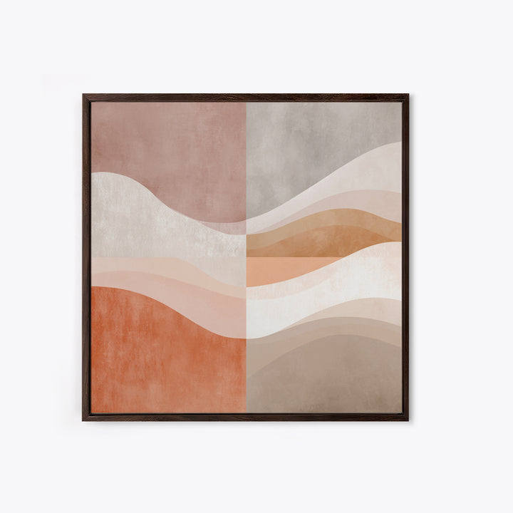 Terracotta Abstract Waves Wall Art, Neutral Beige Canvas Print, Modern Boho Decor, Earth Tone Living Room Wall Art Print