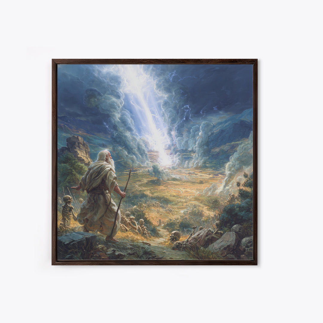 Ezekiel Valley Of Dry Bones Framed Canvas Print, Biblical Wall Art, Dramatic Religious Home Decor, Christian Gift For Him