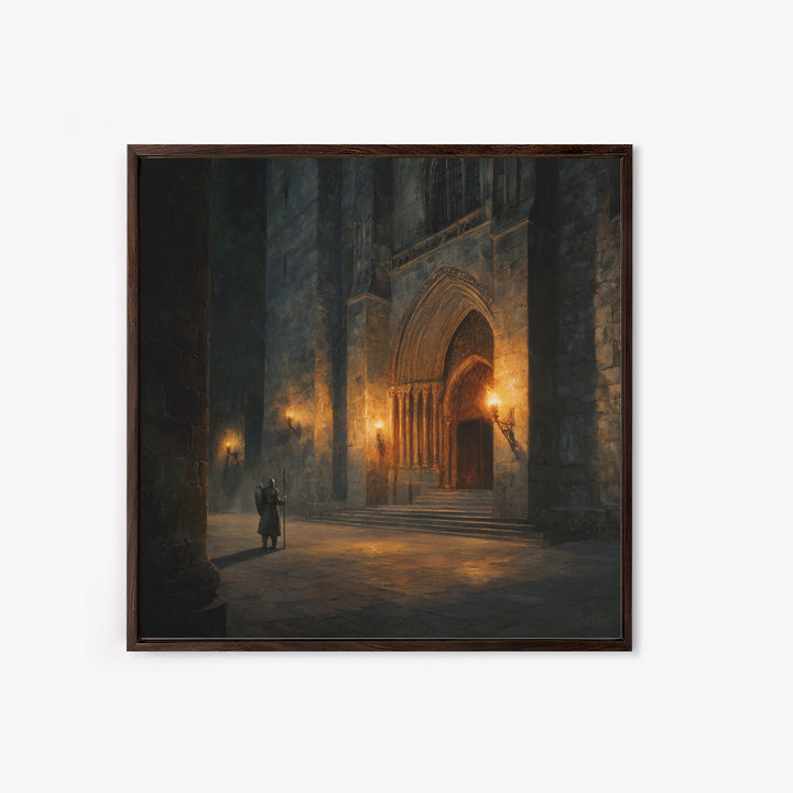 Gothic Cathedral Doorway Wall Art, Dark Medieval Architecture Canvas Print, Moody Wall Decor, Dark Academia, Fine Art Print