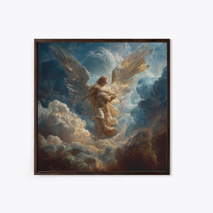 Heavenly Angel In Storm Clouds Wall Art, Dramatic Celestial Fine Art Print, Christian Decor, Spiritual Gift For Her, Large Canvas Print