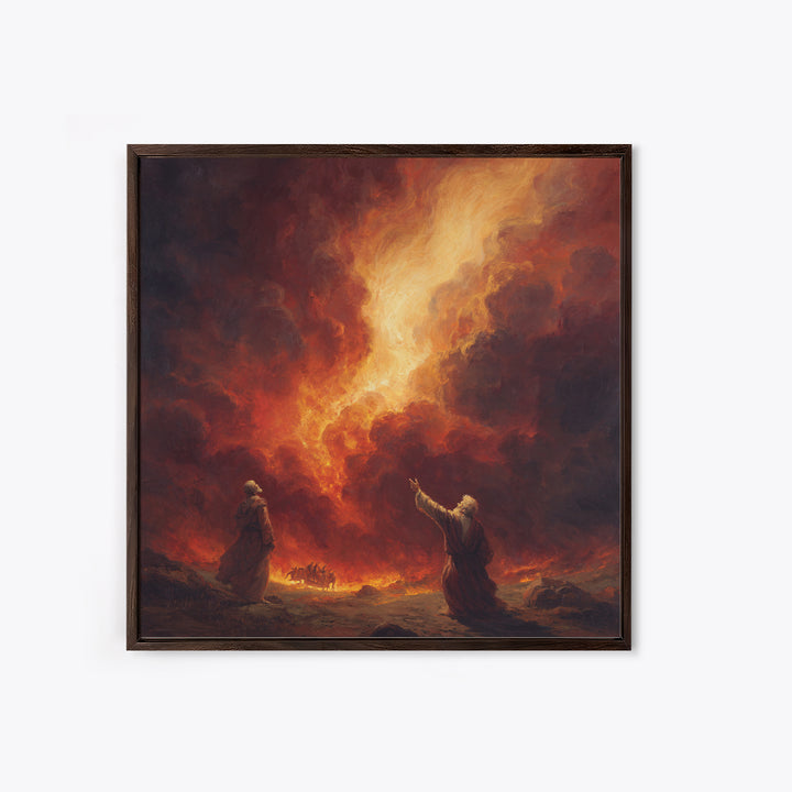 Apocalyptic Firestorm Biblical Scene Wall Art, Dramatic Religious Canvas Print, Christian Decor, Fine Art Print, Living Room Decor
