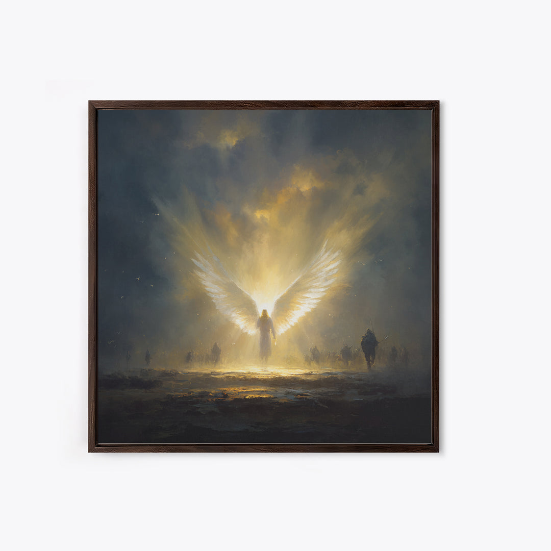 Radiant Angel With Golden Wings Canvas Print, Spiritual Wall Art, Fantasy Artwork, Christian Gift, Dramatic Home Decor, Fine Art Print