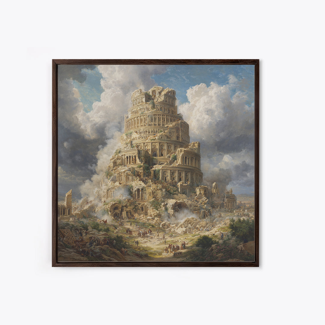 Tower Of Babel Ruins Canvas Print, Biblical Architecture Wall Art, Classical Painting, Historical Decor, Large Art Print