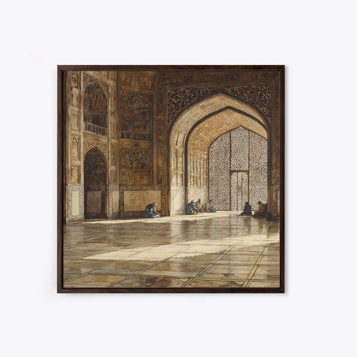 Ornate Mosque Interior Prayer Wall Art, Islamic Architecture Canvas Print, Ramadan Decor, Spiritual Home Decor, Muslim Gift