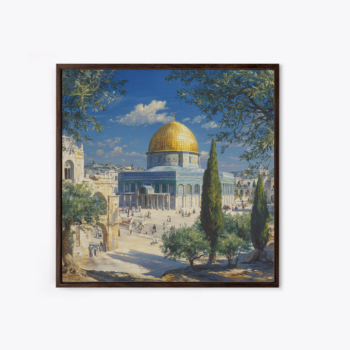 Golden Dome Of The Rock Jerusalem Canvas Print, Islamic Architecture Painting, Holy Land Travel Poster, Prayer Room Decor