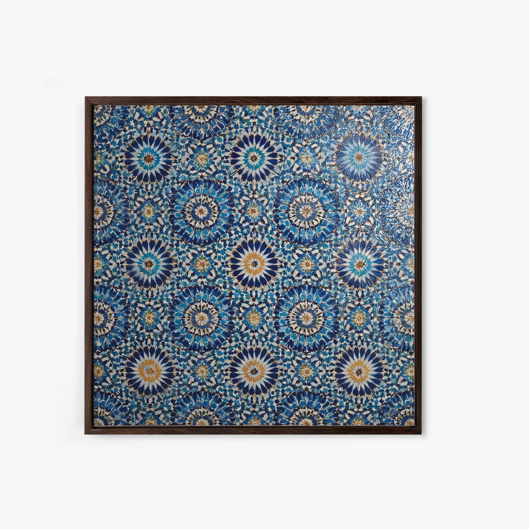 Blue Moroccan Zellige Tile Pattern Wall Art, Geometric Wall Decor, Islamic Home Decor, Mediterranean Canvas Print For Entryway