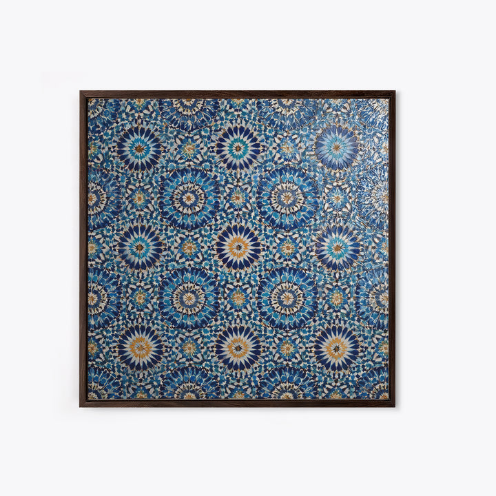 Blue Moroccan Zellige Tile Pattern Wall Art, Geometric Wall Decor, Islamic Home Decor, Mediterranean Canvas Print For Entryway