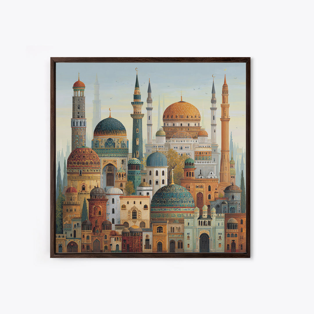 Ornate Islamic Mosque Domes Wall Art, Arabic Architecture Canvas Print, Middle Eastern Decor, Ramadan Gift, Gallery Print