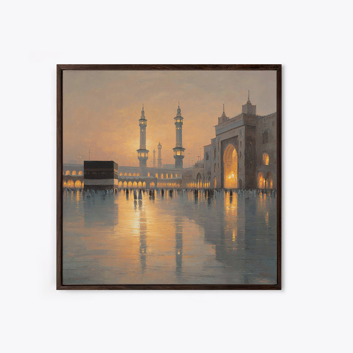 Mecca Kaaba Courtyard At Sunset Wall Art, Islamic Architecture Canvas Print, Hajj Travel Decor, Muslim Home Gift, Fine Art Print