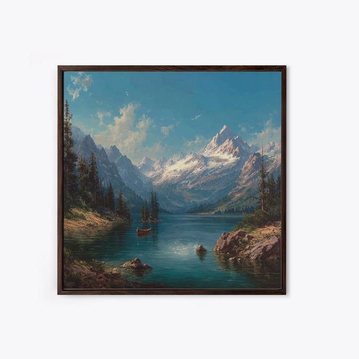 Alpine Lake With Snowy Peaks Wall Art, Mountain Landscape Canvas Print, Cabin Decor, Lake House Gift, Nature Art For Living Room