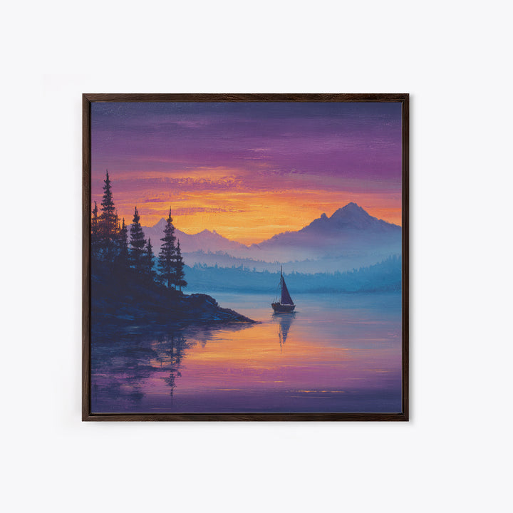 Cosmic Blue Night Mountain Landscape Wall Art Framed Canvas Print Spiritual Home Decor For Living Room And Meditation Space
