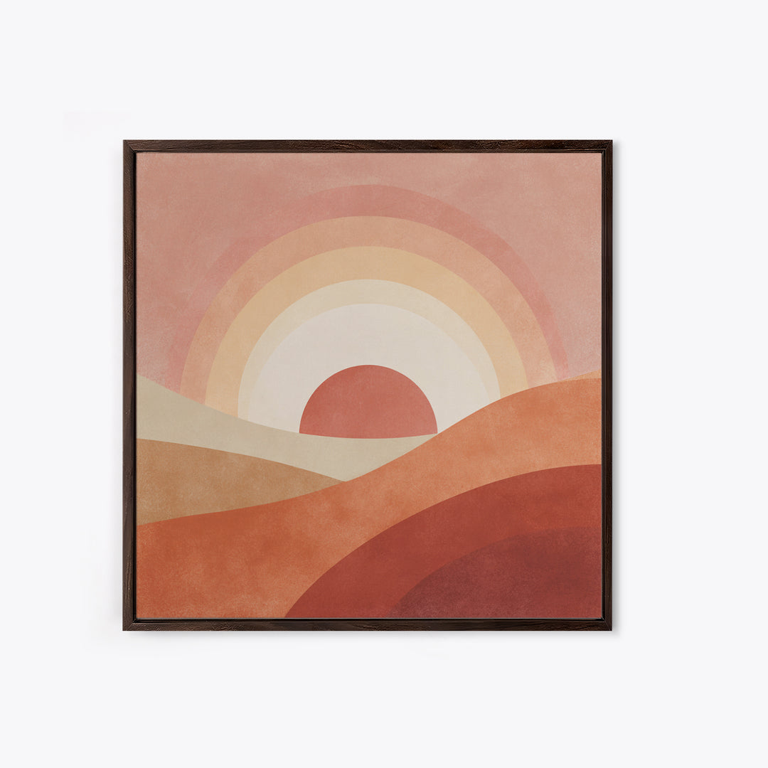Terracotta Desert Sunset Rainbow Hills Wall Art, Boho Abstract Landscape Print, Warm Earth Tone Living Room Decor, Housewarming Gift
