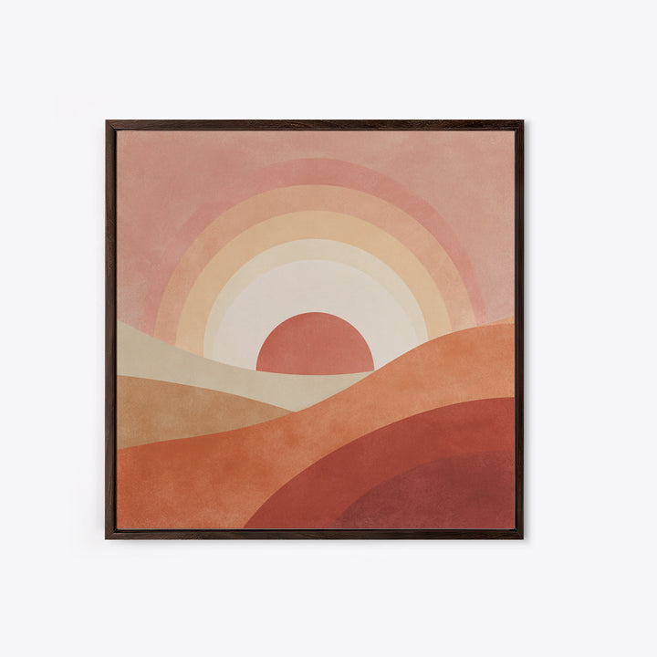 Terracotta Desert Sunset Rainbow Hills Wall Art, Boho Abstract Landscape Print, Warm Earth Tone Living Room Decor, Housewarming Gift