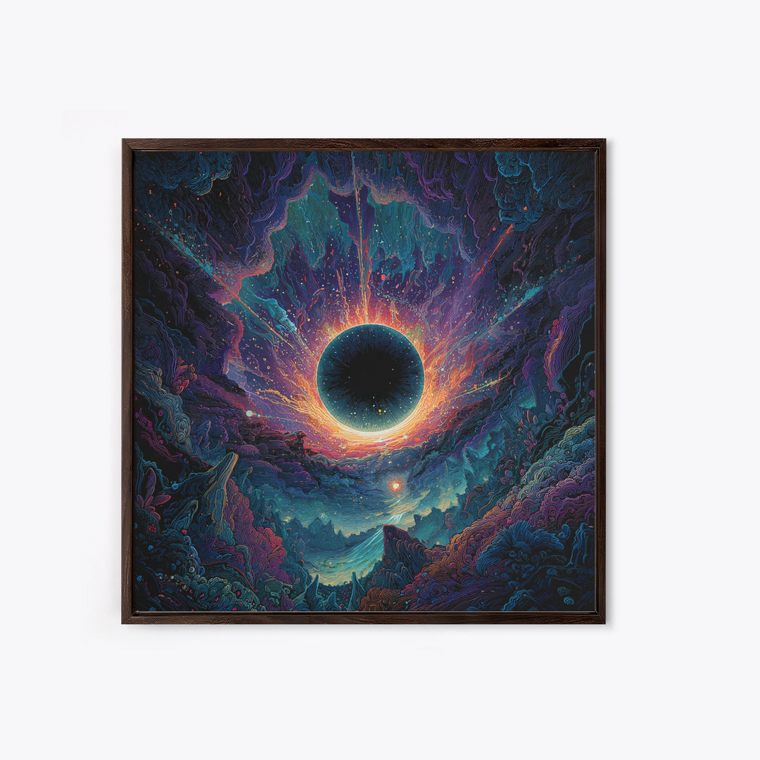 Cosmic Black Hole Abstract Space Landscape Wall Art Surreal Galaxy Painting Trippy Psychedelic Decor Modern Canvas Print