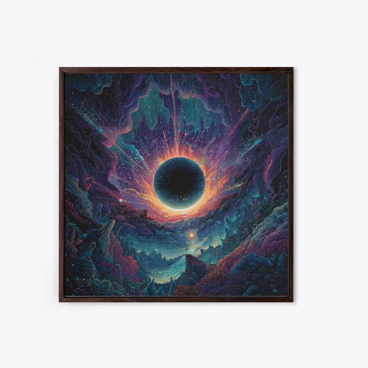 Cosmic Black Hole Abstract Space Landscape Wall Art Surreal Galaxy Painting Trippy Psychedelic Decor Modern Canvas Print