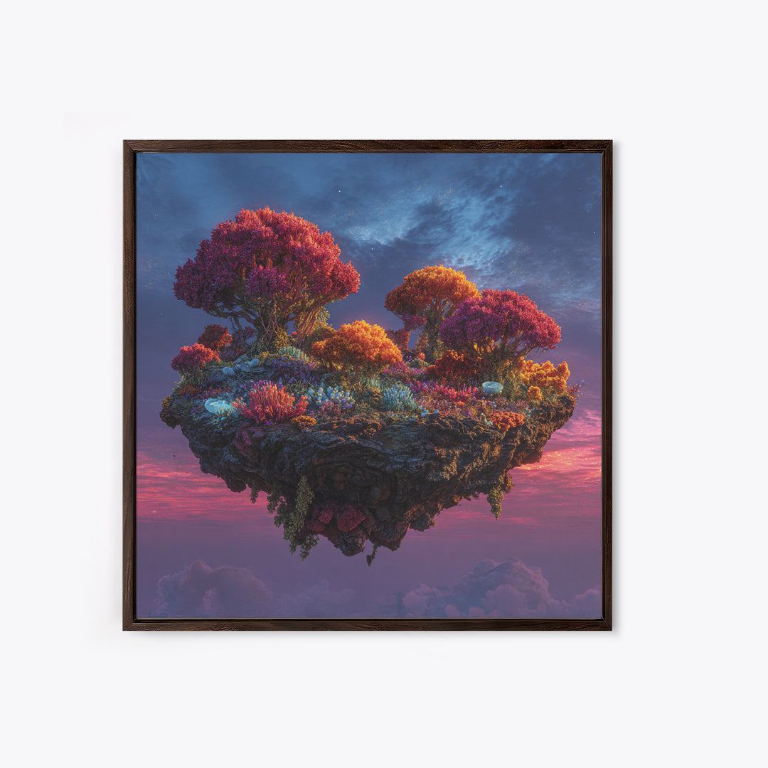 Floating Island Fantasy Landscape Canvas Print, Colorful Surreal Art, Dreamy Sky Wall Art, Fantasy Home Decor Living Room