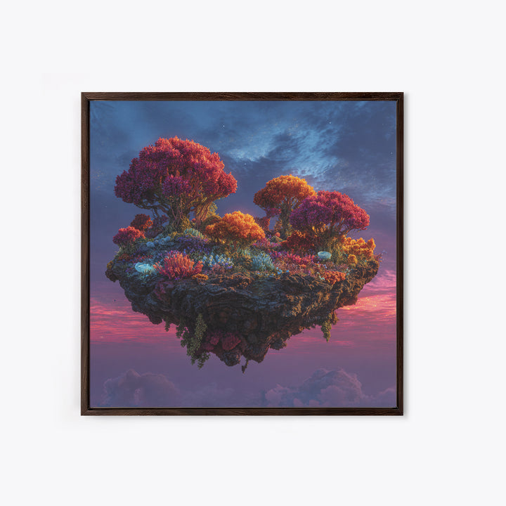 Floating Island Fantasy Landscape Canvas Print, Colorful Surreal Art, Dreamy Sky Wall Art, Fantasy Home Decor Living Room