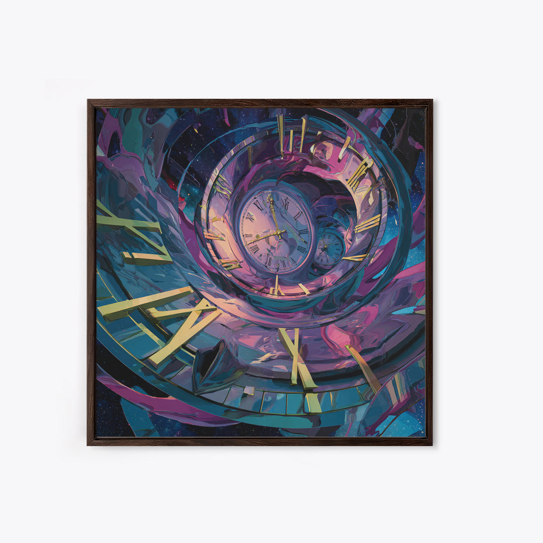Surreal Spiral Clock Portal Wall Art, Cosmic Time Travel Canvas Print, Futuristic Sci Fi Decor For Office And Living Room