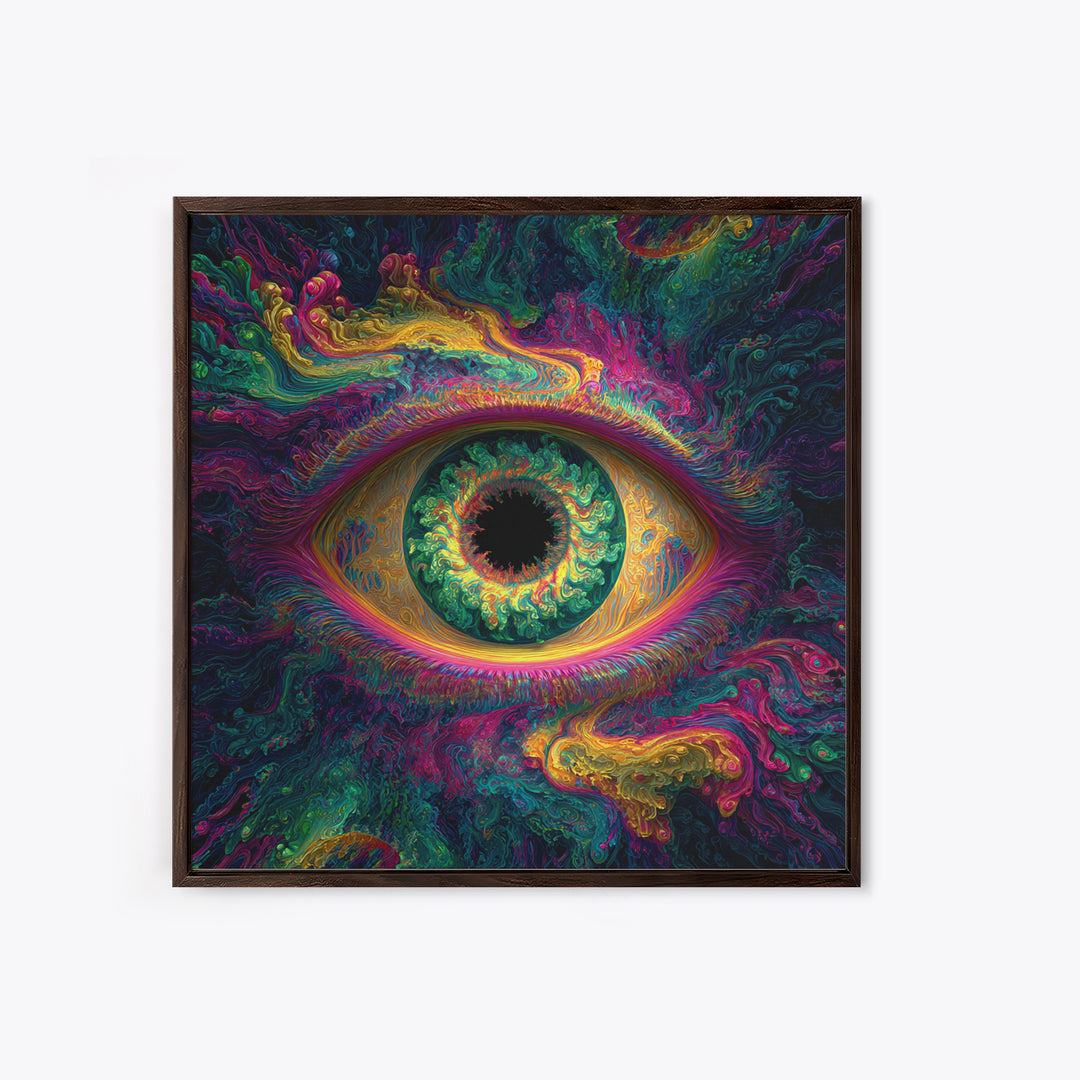 Psychedelic Cosmic Eye Abstract Wall Art, Trippy Colorful Visionary Canvas Print, Mystical Boho Room Decor