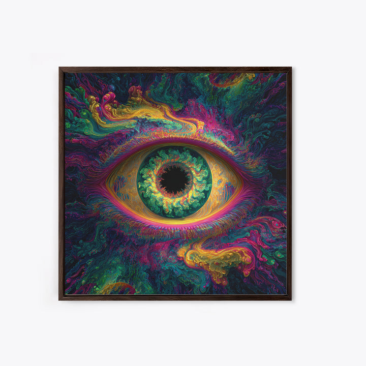 Psychedelic Cosmic Eye Abstract Wall Art, Trippy Colorful Visionary Canvas Print, Mystical Boho Room Decor