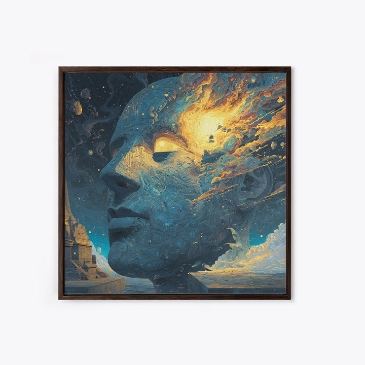 Surreal Cosmic Face Wall Art, Abstract Galaxy Portrait Canvas Print, Psychedelic Sci Fi Fantasy Art For Modern Home Decor