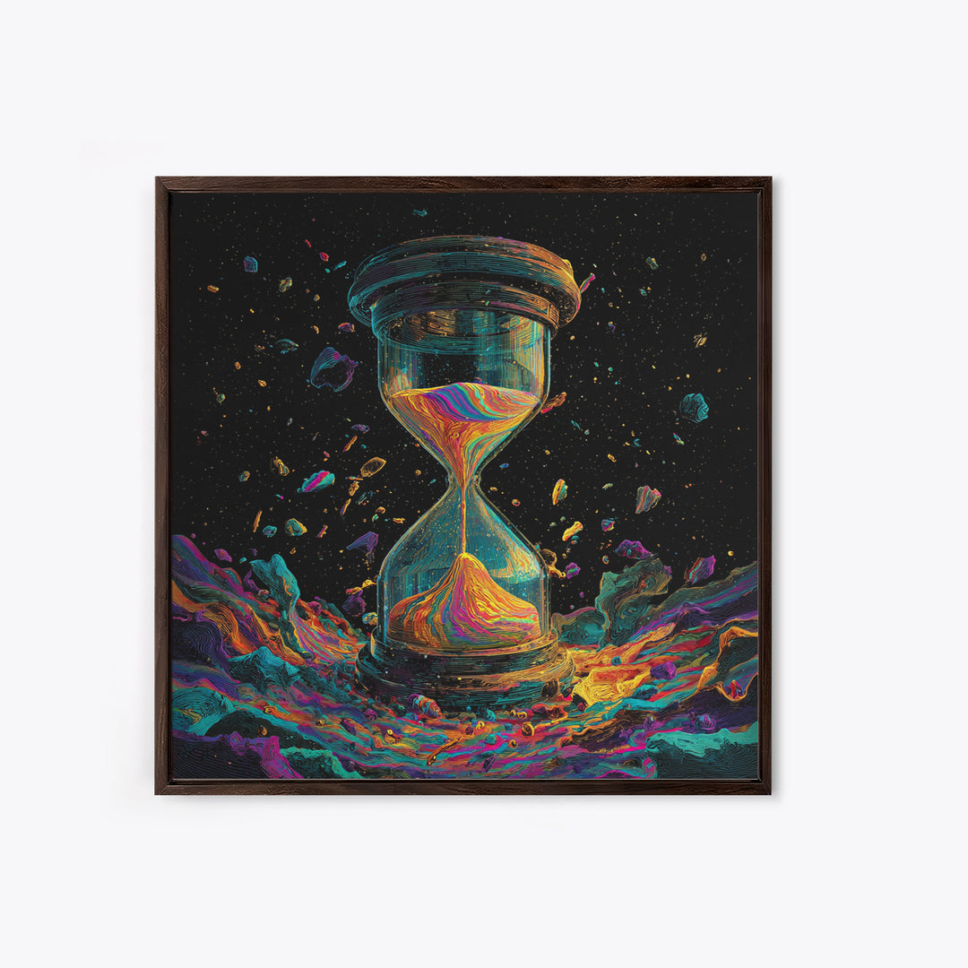 Cosmic Hourglass Surreal Space Art Wall Art Print, Colorful Abstract Painting, Modern Home Decor Canvas Print