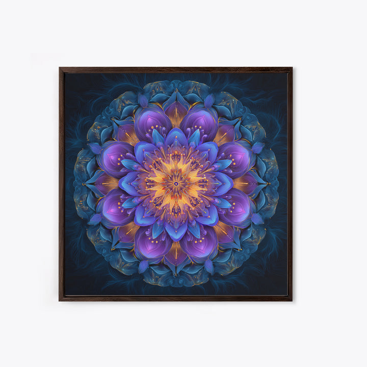 Vibrant Mandala Flower Wall Art, Colorful Boho Sacred Geometry Canvas Print, Meditation Room Decor And Modern Spiritual Art