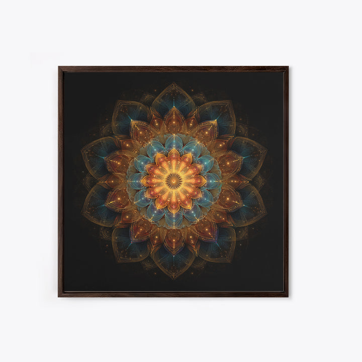 Intricate Golden Mandala On Black Celestial Sacred Geometry Wall Art Canvas Print Boho Spiritual Home Decor