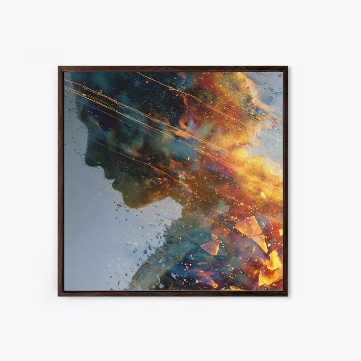 Exploding Profile Abstract Wall Art, Dramatic Modern Canvas Print, Contemporary Surreal Art For Office Or Living Room Decor
