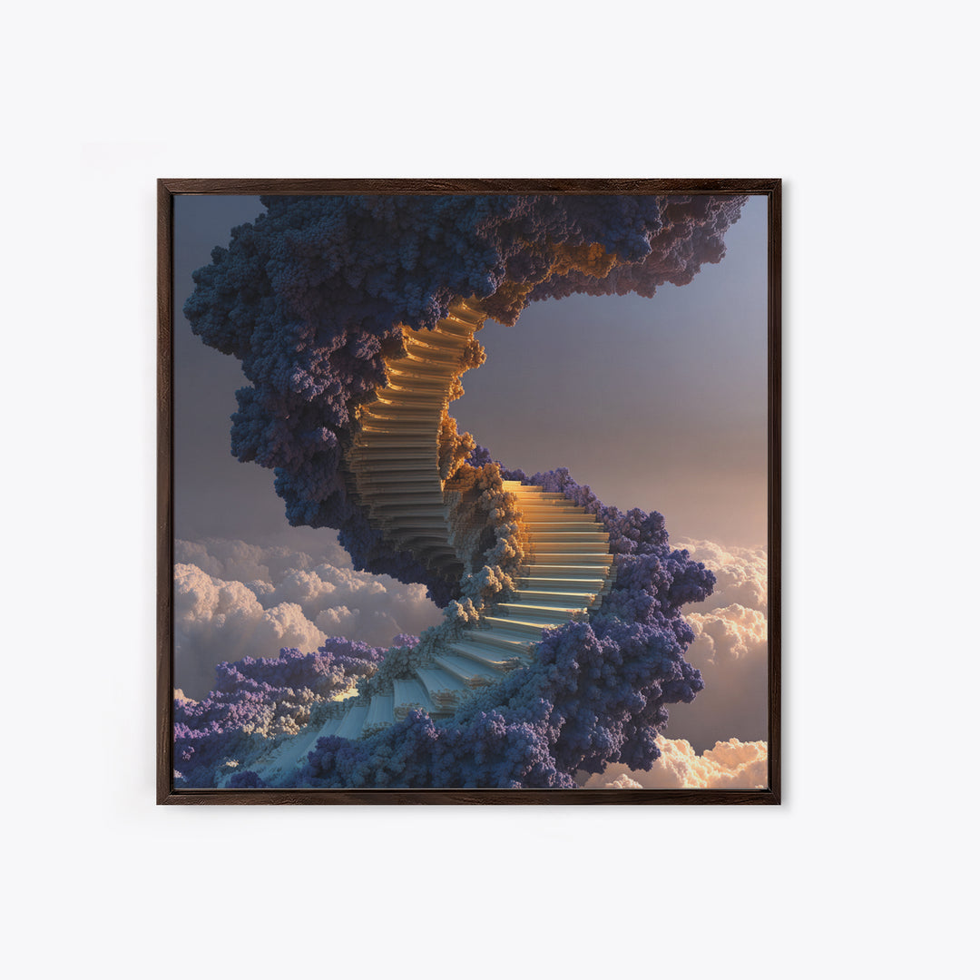 Surreal Staircase Through Clouds Canvas Print, Dreamy Sky Landscape, Whimsical Wall Art For Bedroom Or Living Room Decor