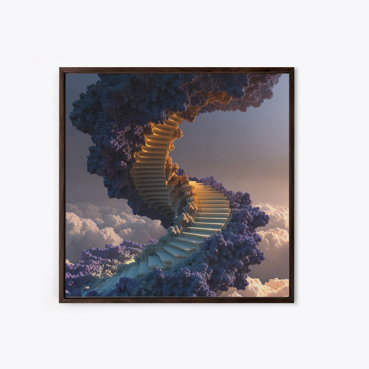 Surreal Staircase Through Clouds Canvas Print, Dreamy Sky Landscape, Whimsical Wall Art For Bedroom Or Living Room Decor