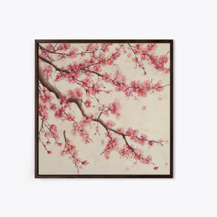 Pink Cherry Blossom Wall Art, Japanese Floral Branch Print, Botanical Spring Decor, Feminine Bedroom Canvas Gift For Her